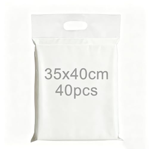 PDKKFF 40 st 35x40cm Fraktpåsar, fraktpåsar med handtag, fraktkassar för kläder, shipping bags, plastfraktpåsar med självhäftande förslutning ogenomskinliga vattentäta