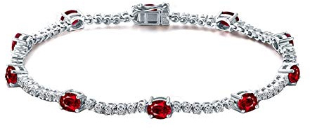 YSJNHX Rubinkedja armband vitguld, tennisarmband med rubin och safir 3,2 karat damarmband 16,5 cm