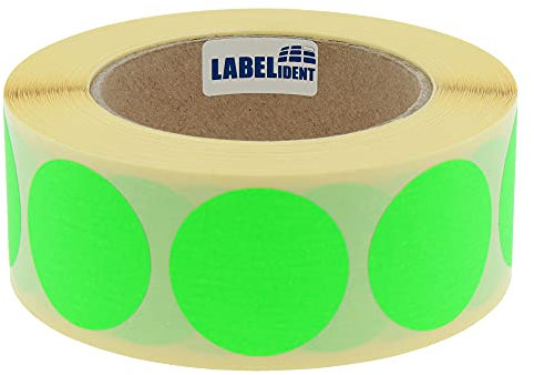 Markierungspunkte neongrün - Ø 40 mm - 1.000 bunte Klebepunkte auf 1 Rolle(n), 40 mm Kern, Papier, Inventuretiketten selbstklebend