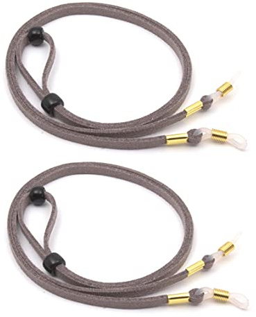 GERNEO® - Kuba – retro glasögonband mockautseende – unisex PU-glasögonsladd för solglasögon och läsglasögon – guld hållare