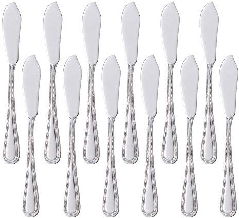 Buyer Star Coltelli da pesce da 12 pezzi, set di coltelli in acciaio inossidabile Servizio da tavola in argento per cucina domestica e ristorante, lavabile in lavastoviglie