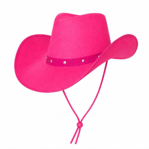 Wicked Costumes Adult Hot Pink Cowboy Hat – Western Texan Fancy Dress Party Hat for Women – Cowgirl Accessory for Hen Nights, Festivals & Country Concerts