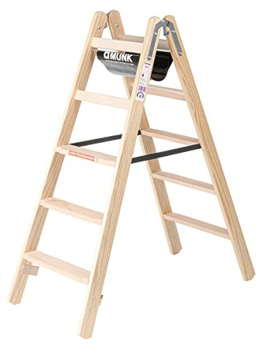 Træ-trins stige, Walk-in på begge Sider, 2 x 5 trin, arbejdshøjde 2700 mm.