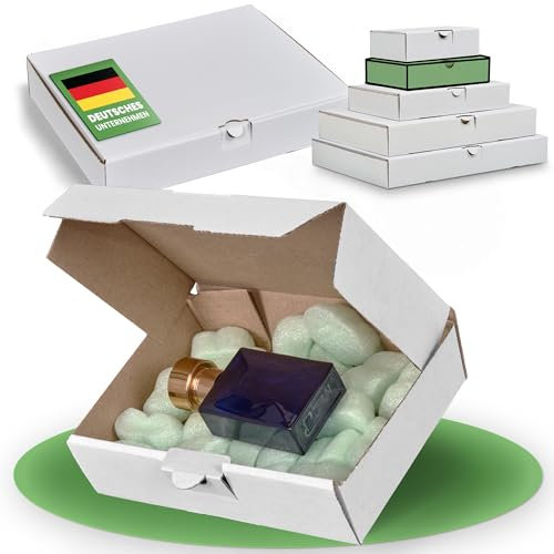 smiley pack 200 Maxibriefkartons 180 x 130 x 45 mm weiß (200 Stück) DIN A6 B6 Maxibrief Versandkarton für DHL DPD GLS Hermes Warensendung Büchersendung mit Steckverschluss