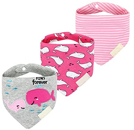 JZLPIN Bebé Dribble Babero, Niño Bandana Babero 3 Paquetes Súper Absorbente Algodón Alimentación Baberos