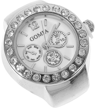 UKCOCO Ringuhr Funkelnde Uhr Fingeruhr Ringe Für Frauen Sparsame Uhr Damen Ringzeituhr Taschenuhren Für Herren Goldener Herrenring Herren Digitaluhr Uhrenring Legierung Wählen Mann