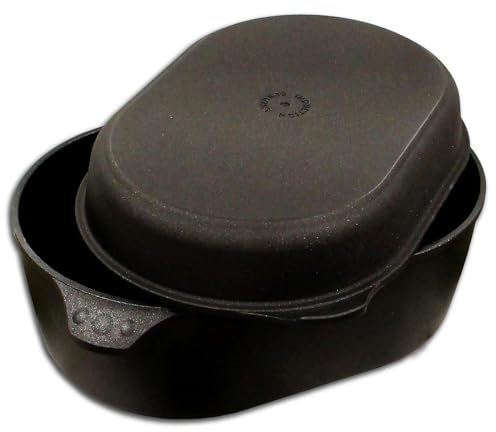 SKK großer Gussbräter 42 x 28 cm - induktionsgeeignet - ovaler Aluguss Antihaft Gänsebräter mit Guss-Bräterdeckel - Made in Germany