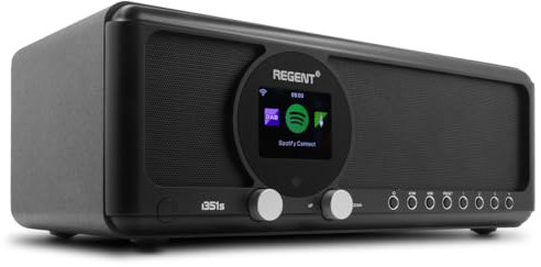 Ferguson – Radio Internet Dab+ Wi-FI – Regent i351s Spotify Connect/AUX/USB/Bluetooth – Poste Radio: Enceinte, Hi-FI, FM - Alarme Double, télécommande - Bluetooth Unique in/Out (Noir)