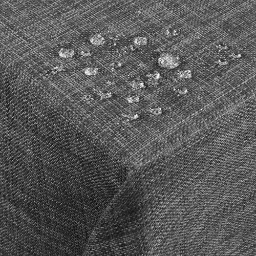 AUAUY Leinenoptik Tischdecke, Abwaschbar Lotuseffekt Eckig 140 x 200 cm Tischtuch Leinendecke, Wasserabweisend Tafeldecke Tischwäsche Fleckschutz Pflegeleicht, Dunkelgrau