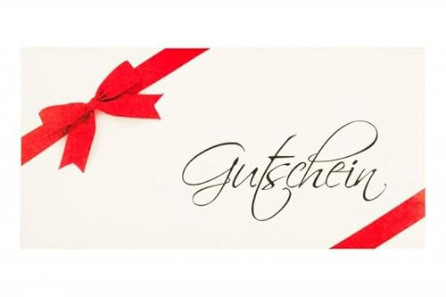 Kuvertwelt Gutschein-Briefumschläge Din Lang (220X110Mm) - Haftklebend - Hochwertige Umschläge Für Gutscheine In Verschiedenen Stückzahlen 50 Stück Druck Gutschein Creme Schleife In Rot