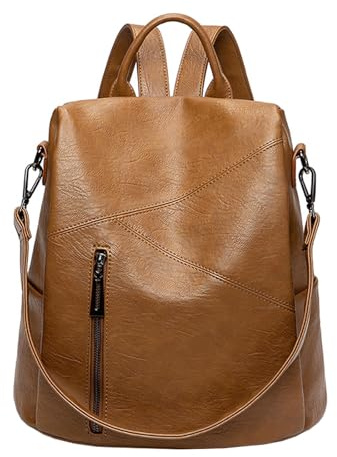 MANNUOSI Femme Sacs portés dos Antivol Mode Multifonctionnel Sac à BandoulièRe En Cuir PU VéRitable Mode Dames Sacoche Sacs Marron B