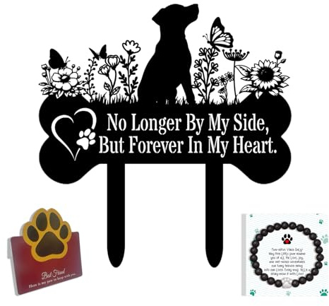 VUZUCOSH Pet Grave Markers Dog, Metal Pet Metal Memorial Garden Stake, Pets Waterproof Grave Stakes Plaque, Pet Headstone Garden Memorial Graves, Metal Dog Garden Decor 12