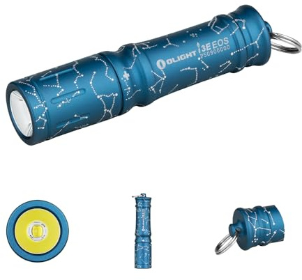 OLIGHT I3E EOS Mini LED Taschenlampe Schlüsselanhänger 90 Lumen und 44m Reichweite, kleine Flashlight Schlüsselbund Handlampe Wasserdicht IPX8, AAA Batterie, für Camping Summer Palm