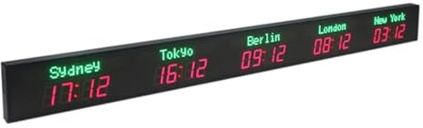 Horloge mondiale numérique LED de 2.3 pouces, horloge électronique multi-fuseaux horaires avec longueur d'onde 620-625NM for banque d'hôtel Modes multiples