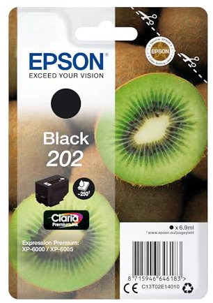 Epson Original 202 Tinte Kiwi (XP-6000, XP-6005, XP-6100, XP-6105), schwarz