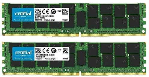 Crucial Bundle con 64 GB (2 x 32 GB) DDR4 PC4-21300 2666 MHz RDIMM (2 x CT32G4RFD4266), memoria ECC registrata a doppio rango