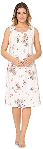 e.Femme® Camisa de Noche para Mujer JANA 504 de 100% Algodón, blanco/rosa, 42