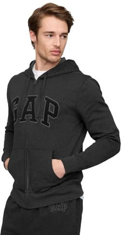 GAP Men's V-Heritage Logo Fz Sweatshirt, New Charcoal Grey, S