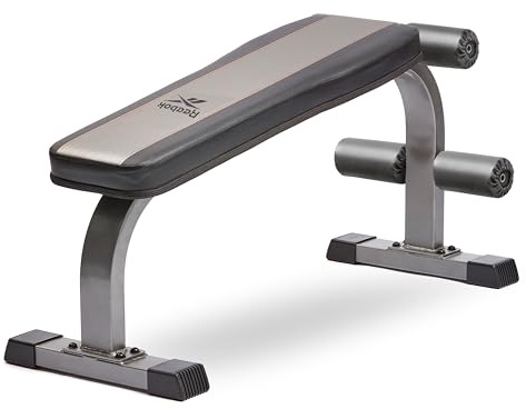 Reebok Fitness Strength Training Bench with Wipeable Padding, Non-slip Feet, 330lb Weight Capacity, Bench for Seated and Bridging Exercises (Ab Sit Up Bench)