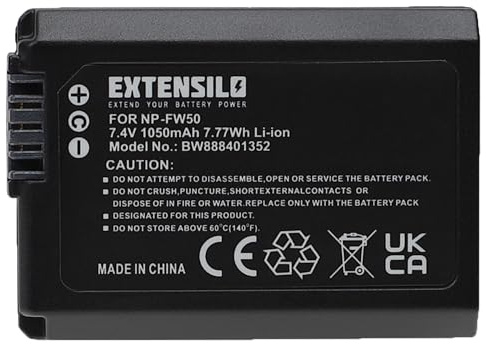 EXTENSILO Akku kompatibel mit Sony Alpha 6, 6100, 6300, 6400, 5100, 55V, 6000, 5000, 33, 6500, 3000, 55 Kamera (1050 mAh, 7,4 V, Li-Ion)