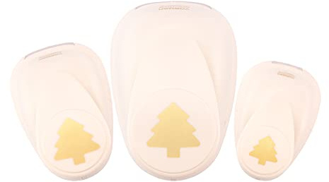 Vaessen Creative Craft Paper Punch - Christmas Trees - 3 Pcs - Various Sizes - Circle Cutter for Crafting and Card Making