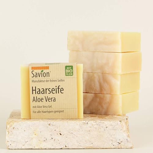 Savion Haarseifen-Set Aloe Vera | 4+1 Stück | Bio & Vegan | Für alle Haartypen 5x 85gr