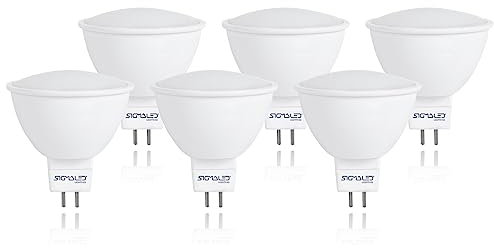 Sigmaled lighting - SPOT LED GU5.3 MR16 5W (equivalente a 40W) - 450 lumen - Luce bianca naturale 4000K - 12V DC/AC - Faretto led da incasso NON DIMMERABILE - 6 PEZZI