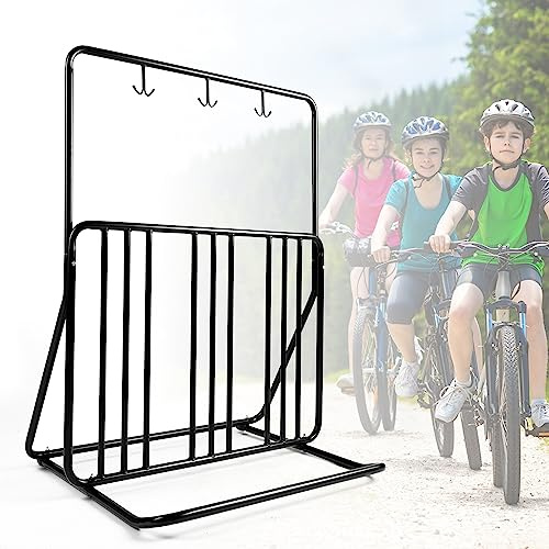 KARAT Portabiciclette Tony – 162 x 38,5 x 26 cm – Supporto per bicicletta autoportante con 3 ganci doppi per accessori – Supporto per montaggio a terra – Supporto per ruote per tutti i modelli di