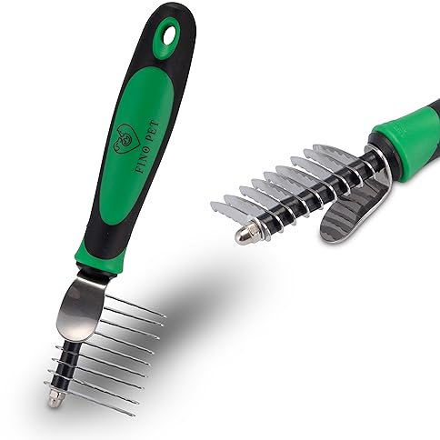 FinoPet Entfilzungskamm als Hundekamm Katzenkamm Harkenkamm als Fellentwirrer, Hundebürste Katzenbürste Entfilzungsmesser Entfilzer für Knoten Verfilzungen Schmutz und Unterwolle Striegel Kamm