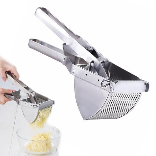 CEIEVER - Prensa de patatas de acero inoxidable, prensa de patatas, multiprensa apta para lavavajillas, para puré de patatas esponjoso, puré de verduras, zumos de frutas y recetas de alimentos