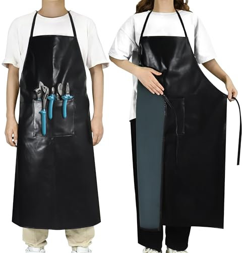 2 Pack Waterproof Aprons with Pocket 40 PVC Heavy Duty Work Apron Chemical Acid Stain Oil Resistant Apron Professional Apron for Men Women Kitchen Butcher Chef Pet Shop