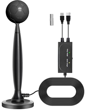 DollaTek antenn rewave TV-antenn – Freeview inomhus digital TV-antenn med stark signal, 360° och 980+ mil-räckvidd, stöder FM/UHF/DAB radio/4K/1080P