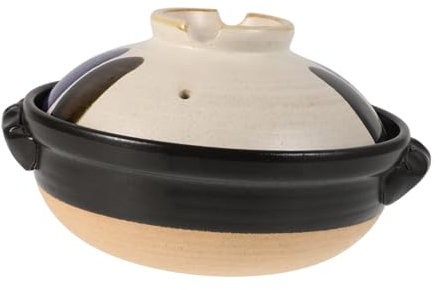 Ipetboom Pentola in Terracotta Due Manici Con Coperchio Per Stufati Zuppe e Riso Ceramica Grezza Resistente Alla Temperatura Per Cottura Fiamma Libera