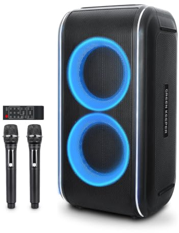 GKD62 Macchina Karaoke, Cassa Bluetooth 400W con 2 Microfoni Wireless
