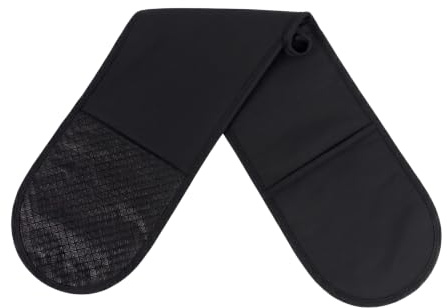 Navani Double Oven Gloves, 250°C Heat Resistant BBQ Mittens with Non-Slip Silicone Grip, 84 x 18cm Extra Long Cotton Oven Mitts for Outdoot or indoor Cooking, Baking & Grilling, Machine Washable