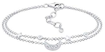 Elli Armband Damen Halbmond Sterne Galaxy mit Kristalle in 925 Sterling Silber