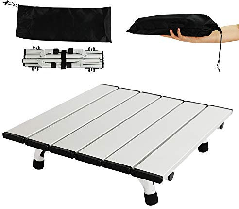 TIYASTUN Campingtisch Klappbar Klein Alu, Tragbarer Aluminium-Klapptisch, Mini Klapptisch Camping Klein für Draußen & Drinnen, Beistelltisch Camping für BBQ, Picknick, Outdoor, Ultraleicht Kompakter