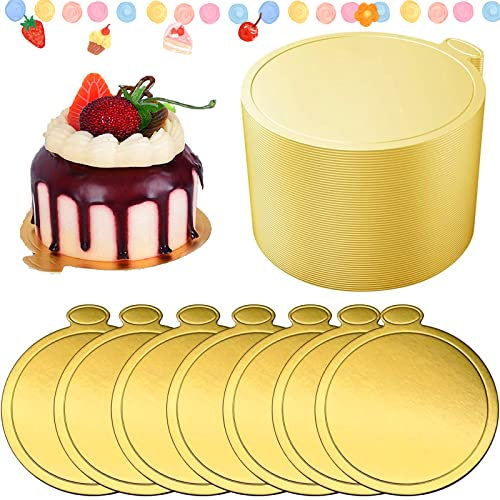 100 Pièces Planches à Gâteaux à la Mousse, Planches à Gâteau Rondes en Mousse, Mousse Gâteau Carton Dessert Plateau, Plateaux Ronds en Carton pour Gâteaux, Gâteau, Pâtisserie, 8 cm / 3,1 pouces