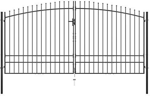 Tidyard Catherinol Porte de Clôture Portail de Jardin Porte de Jardin Portillon de Clôture de Jardin Extérieur Double Portail avec Haut sous Forme de Lance 400 x 248 cm
