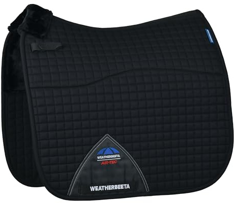 WeatherBeeta Prime Air-Tec Comfy Fleece Dressage Saddle Pad, Black, Large