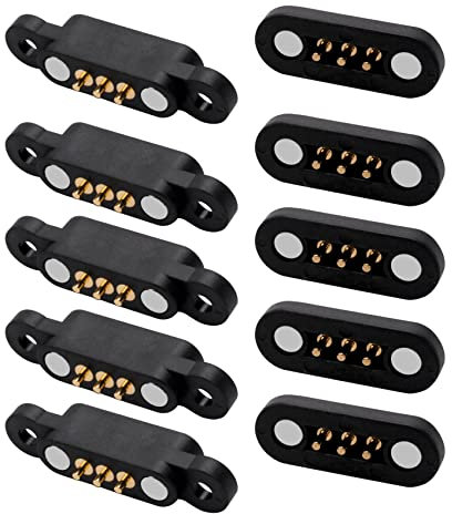 Giyofom 5 Paare Federbelasteter Magnetischer Pogo Pin Anschluss 3 Positionen Raster Maß 2,3 MM Durchgangs LöCher MäNnlich Weiblich Sonde