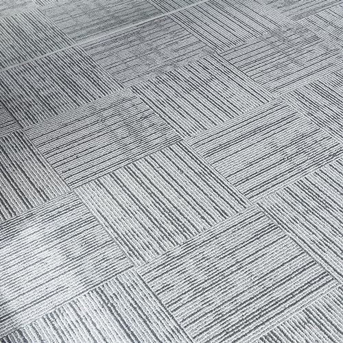 Carpet Imitation Style Self Adhesive Floor Tiles - 60 Pack for 60 sqf (5.57 sqm) | 12x12In (30.5 x 30.5cm) Peel and Stick Flooring | Durable & Easy Clean | Grey Faux Carpet Effect