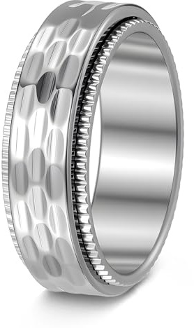 Mens Fidget Rings Spinner Anxiety Ring for Men Stress Ring Matte Silver 11