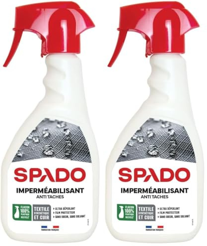 SPADO - Imperméabilisant Anti-Taches - Protection Divers Matériaux, Effet Ultra-Déperlant - Formule Sans Odeur, Sans Solvant - Fabrication Française - Flacon Spray 500 ml (Lot de 2)
