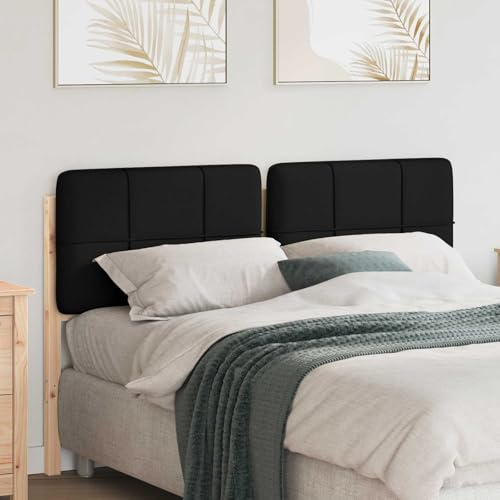 SooIarix Vadderat huvudgavel av massiv furu i brunt och svart, 125,5 x 12 x 84,5 cm, väggkudde, säng med väggpaneler, självhäftande, hållbar väggstoppning för sovrum