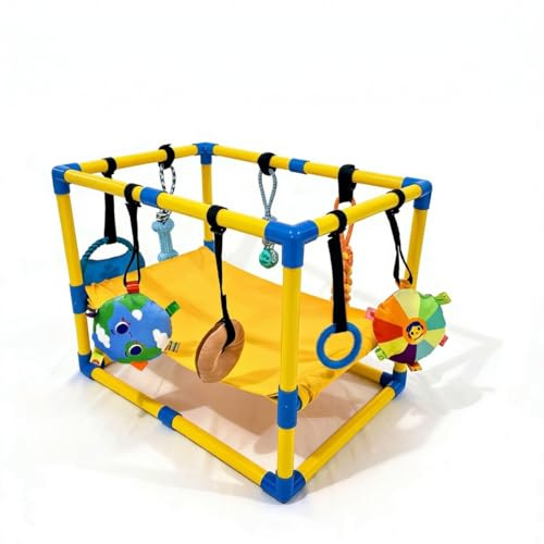 Gimnasio para juegos para cachorros, gimnasio para perros con juguetes colgantes y hamaca, área de juegos para cachorros de PVC resistente, juguetes interactivos para actividades para perros, 23.62