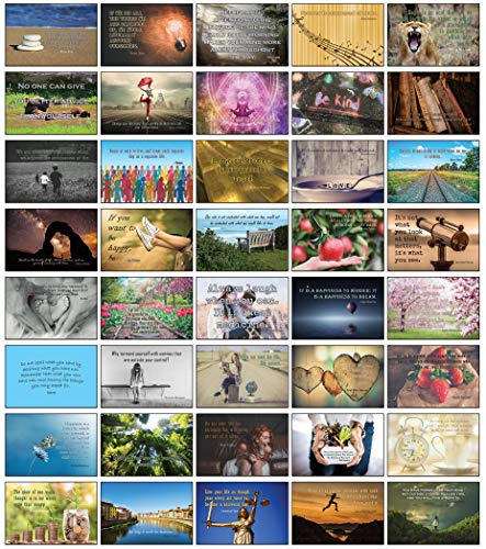 Inspirational Mindfulness Postcard Set of 40 Postcards. 40 Different Motivational and Mindful Quotes (40)