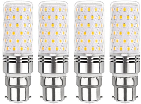 Akynite B22 LED Corn Light Bulb 12W Warm White 3000K, 1450LM, 360° Beam Angle - LED Bayonet Cap Equivalent 100W, Not Dimmable, AC 230V, Pack of 4