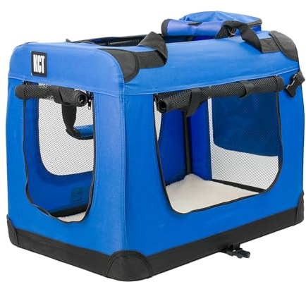 KCT Medium Blue Fabric Pet Carrier Crate Travel Transport Bag for Cats and Dogs