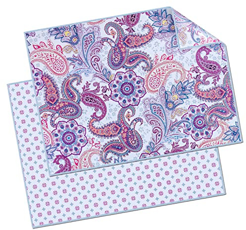 Mikrofiberdukar – Rengöringsdukar för Glasögon med Motiv i olika Kombinationer (Paisley, 2 Pack 30 x 40 cm)